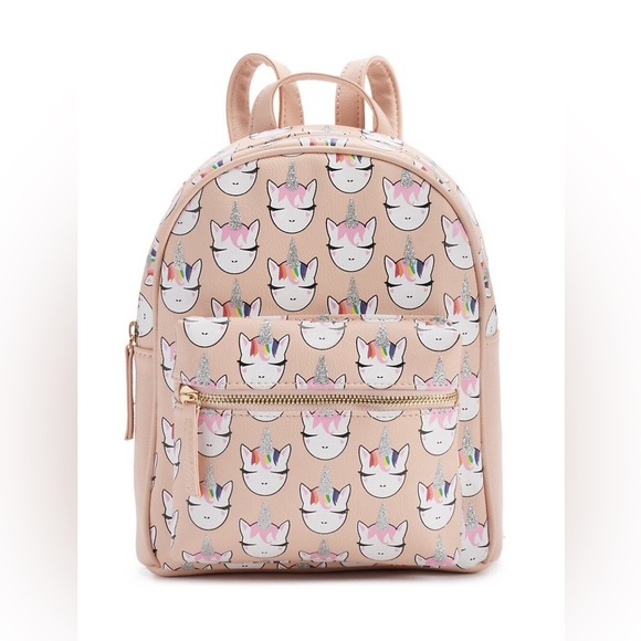 Omg Accessories Handbags - OMG Accessories Glitter Stylish Peach Unicorn Print Girls Mini Backpack
